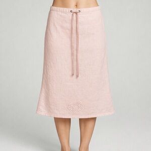 Crossing Pointe Skirt 2XW light Pink Linen Embroidered Drawstring Hem